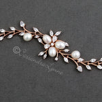 Wedding Bracelet with Ivory Pearl Flower and CZ Vine - Bracelet - Cassandra Lynne