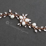 Wedding Bracelet with Ivory Pearl Flower and CZ Vine - Bracelet - Cassandra Lynne