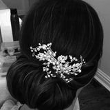 Wedding Comb of Crystal Leaves and Ivory Pearls - Hair Comb - Cassandra Lynne