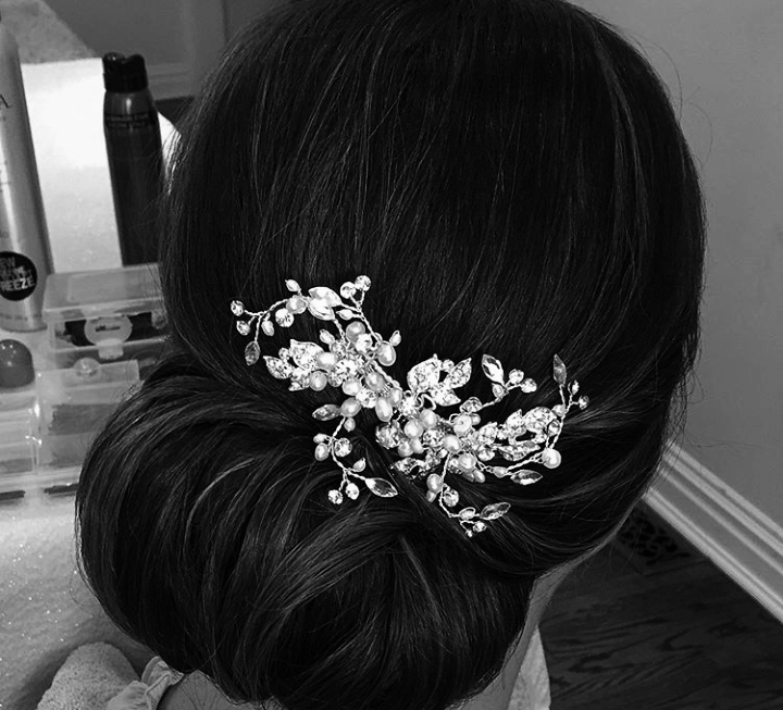 Wedding Comb of Crystal Leaves and Ivory Pearls - Hair Comb - Cassandra Lynne