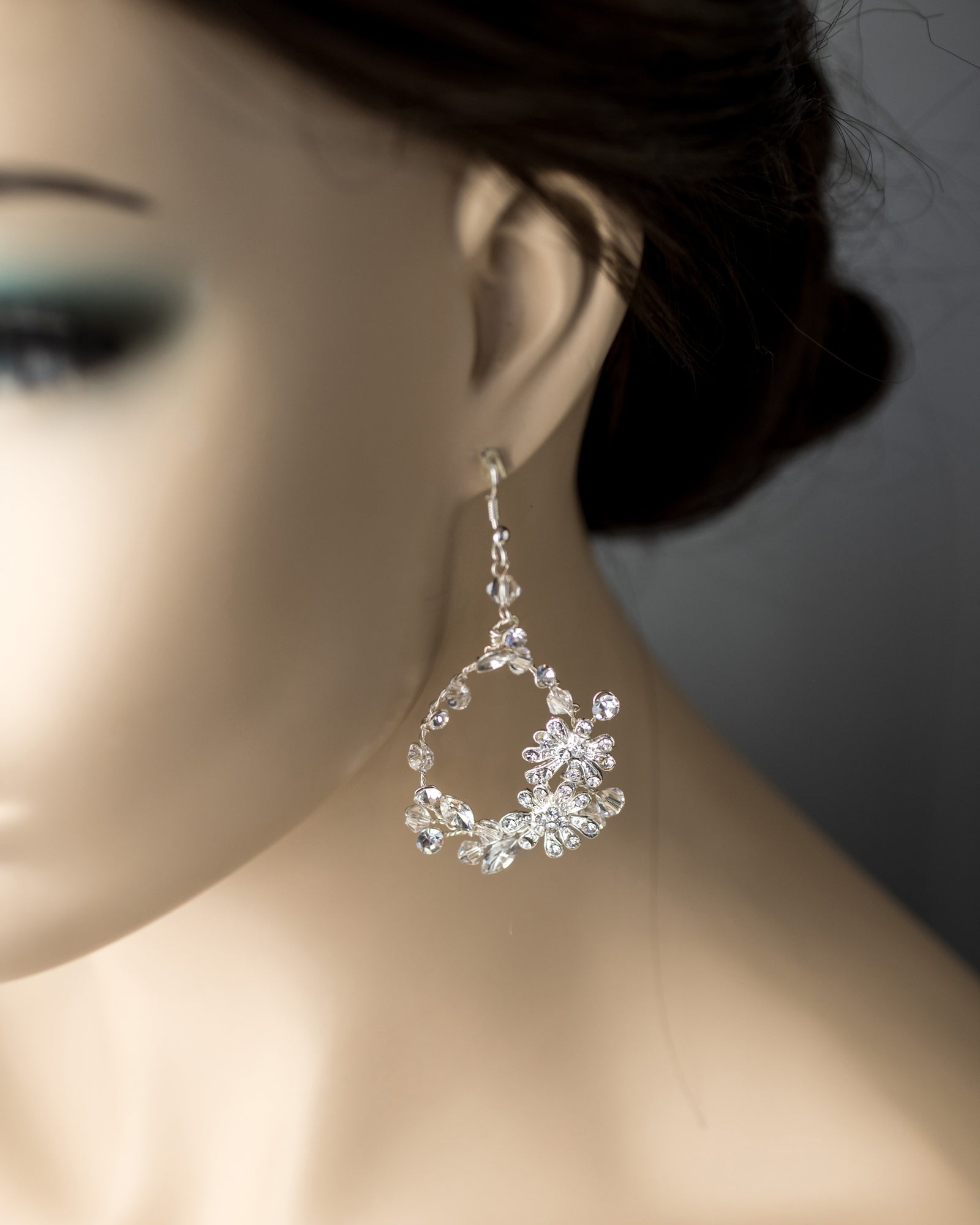 Crystal Flower Hoop Beaded Earrings - Cassandra Lynne