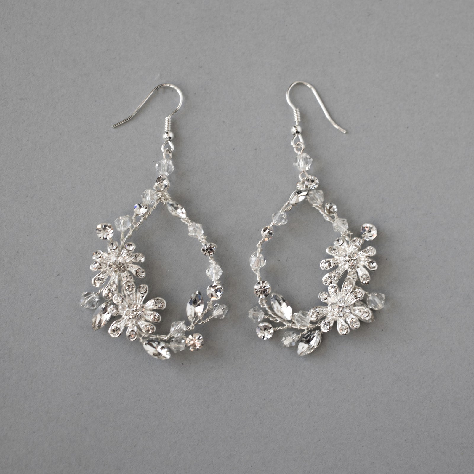 Crystal Flower Hoop Beaded Earrings - Cassandra Lynne