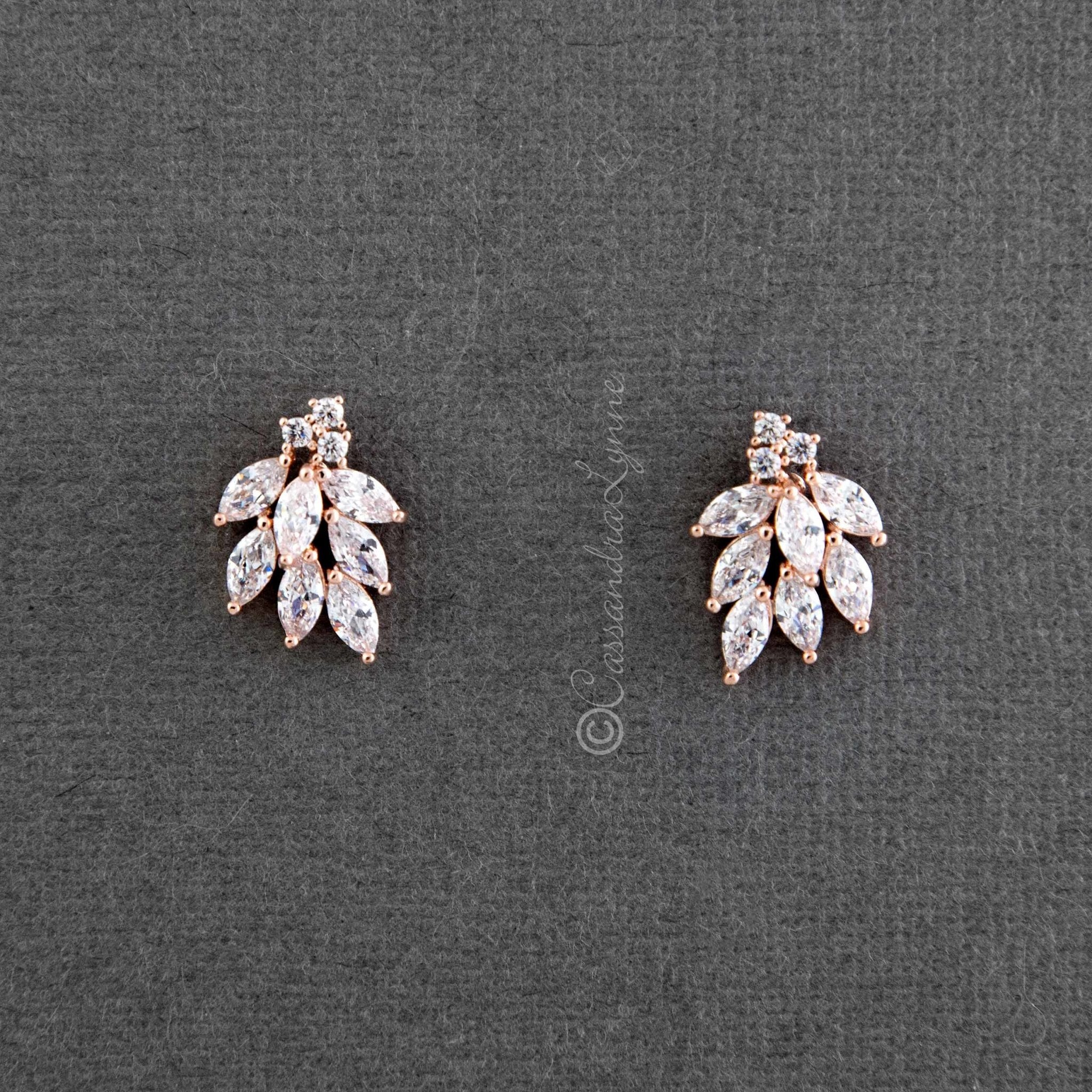 Wedding Earrings of Marquise CZ Clusters - Earrings - Cassandra Lynne