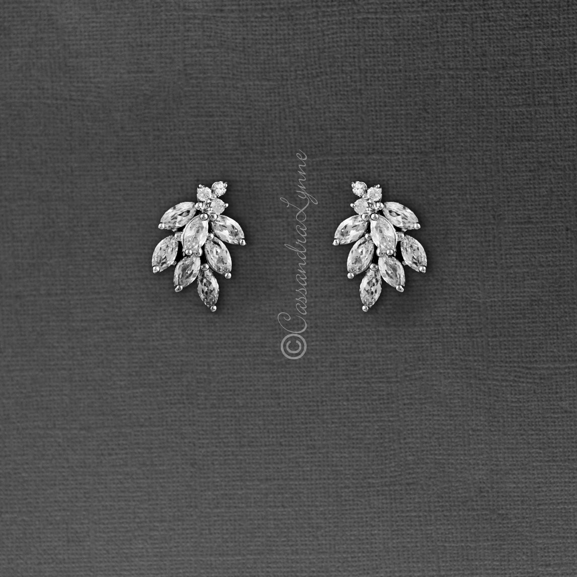 Wedding Earrings of Marquise CZ Clusters - Earrings - Cassandra Lynne