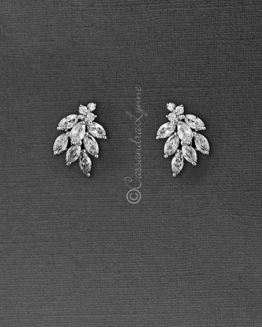 Wedding Earrings of Marquise CZ Clusters - Earrings - Cassandra Lynne