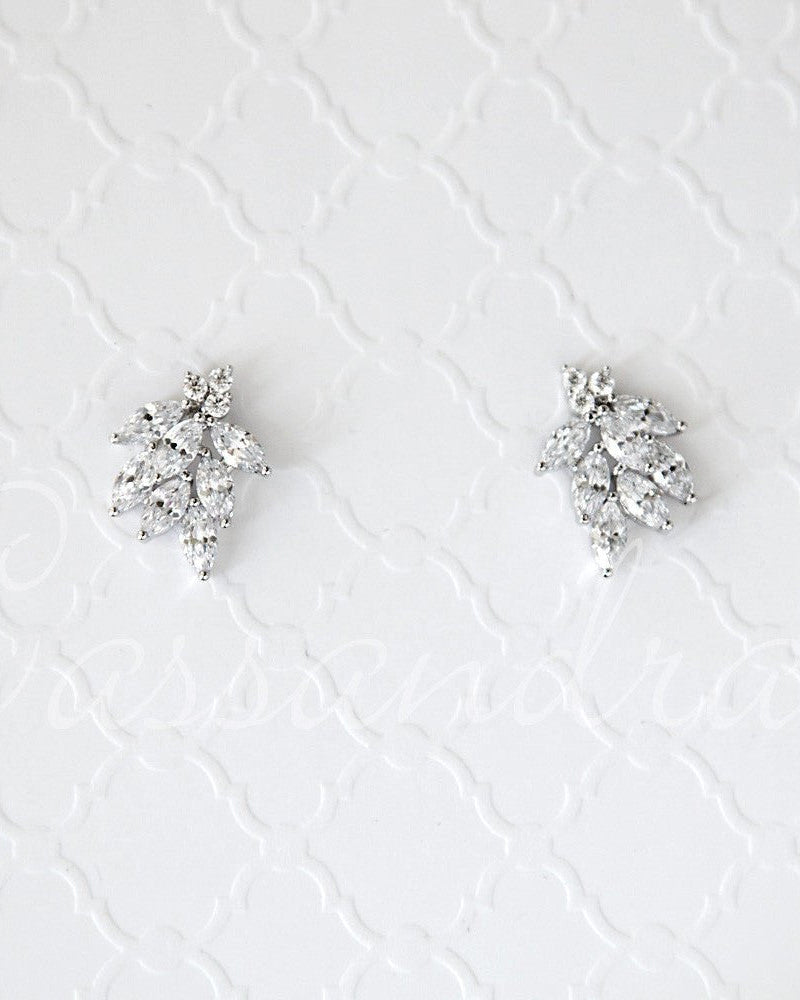Wedding Earrings of Marquise CZ Clusters - Earrings - Cassandra Lynne