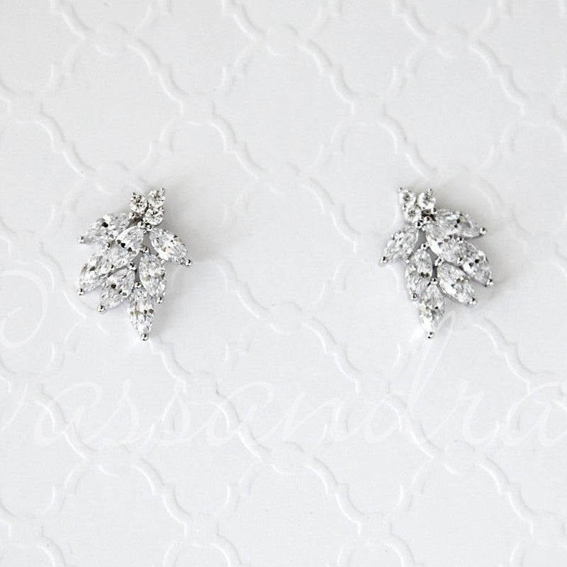Wedding Earrings of Marquise CZ Clusters - Earrings - Cassandra Lynne