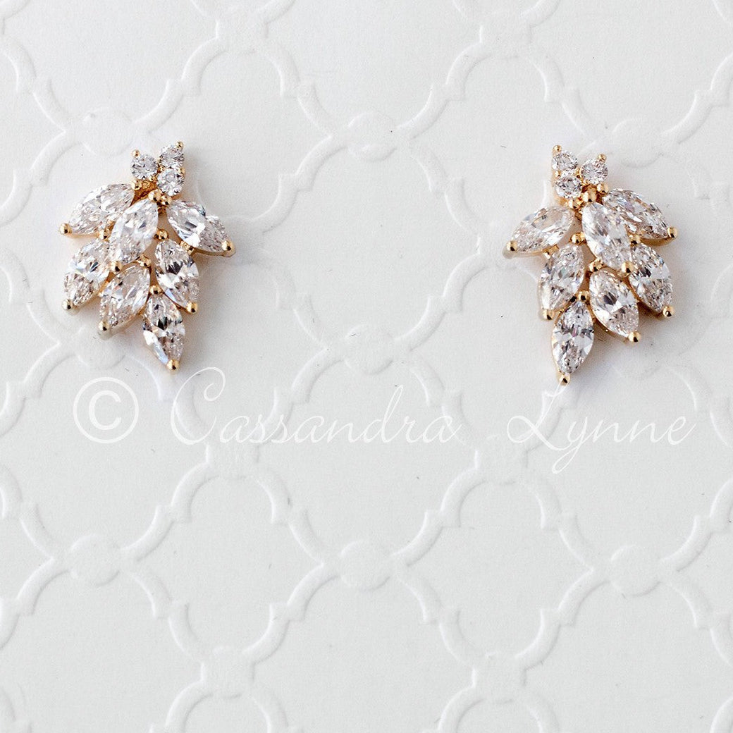 Wedding Earrings of Marquise CZ Clusters - Earrings - Cassandra Lynne