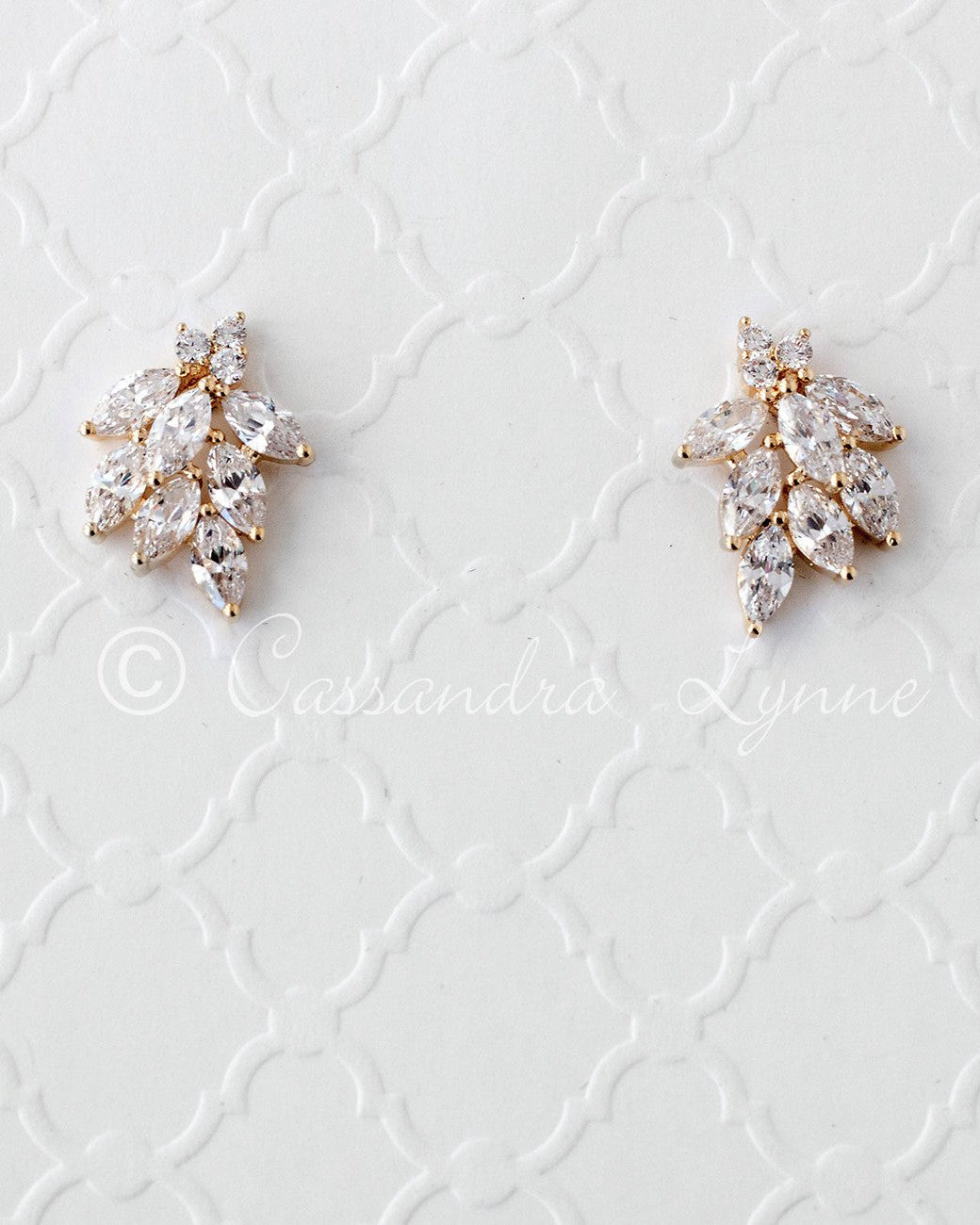 Wedding Earrings of Marquise CZ Clusters - Earrings - Cassandra Lynne
