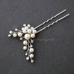 Wedding Hair Pin of Ivory Pearl Cluster and Rhinestones - Hair Pins - Cassandra Lynne