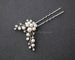 Wedding Hair Pin of Ivory Pearl Cluster and Rhinestones - Hair Pins - Cassandra Lynne