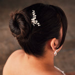Wedding Hair Pin of Ivory Pearl Cluster and Rhinestones - Hair Pins - Cassandra Lynne