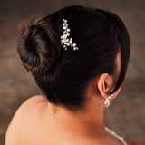 Wedding Hair Pin of Ivory Pearl Cluster and Rhinestones - Hair Pins - Cassandra Lynne