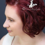 Wedding Hair Pin of Ivory Pearl Cluster and Rhinestones - Hair Pins - Cassandra Lynne
