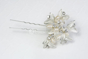 Wedding Hair Pin of Leaves and Pearls - Cassandra Lynne