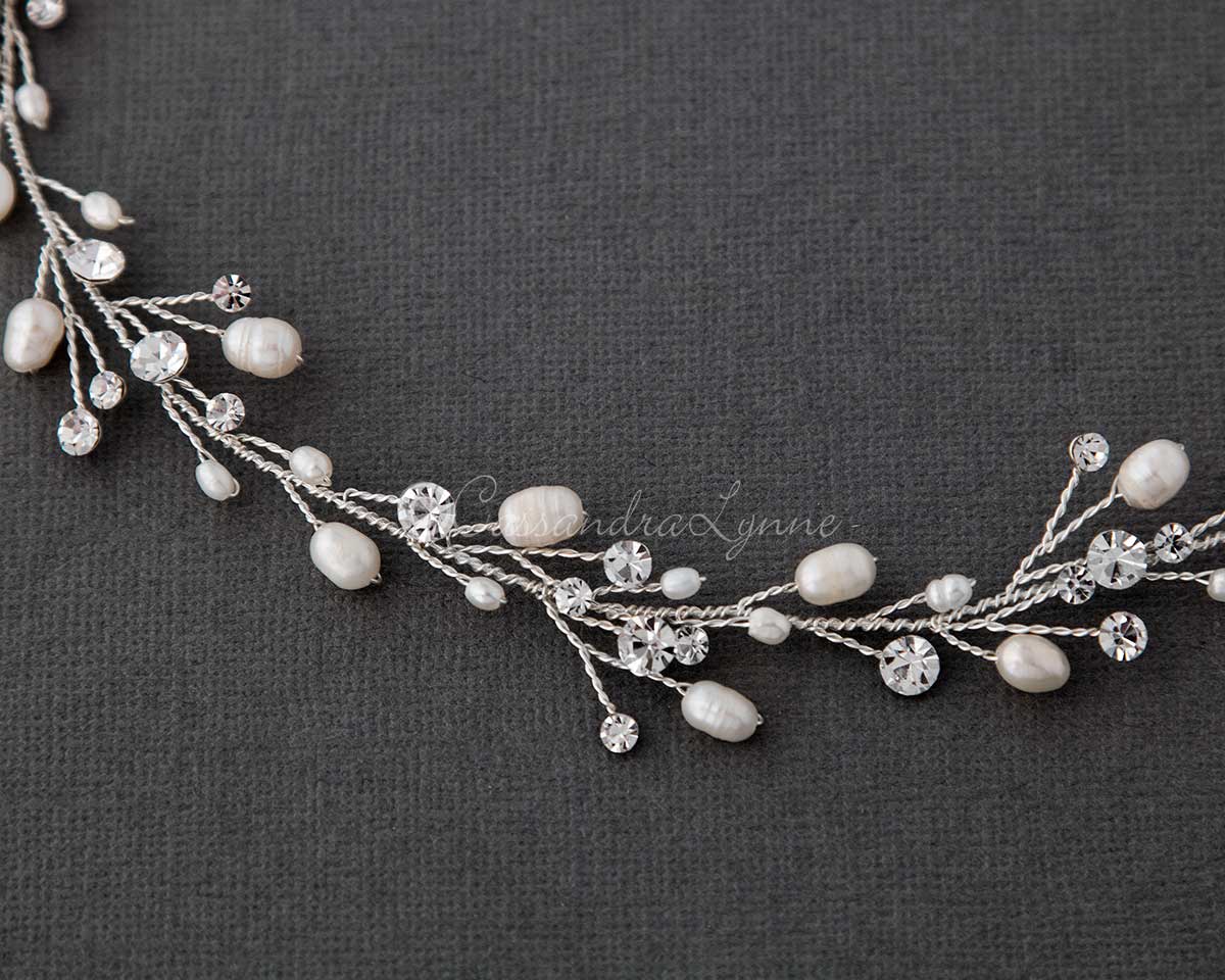 Freshwater 2024 Pearls Bridal hair vine, wedding headband, wedding pearls jewellery, wedding headpiece