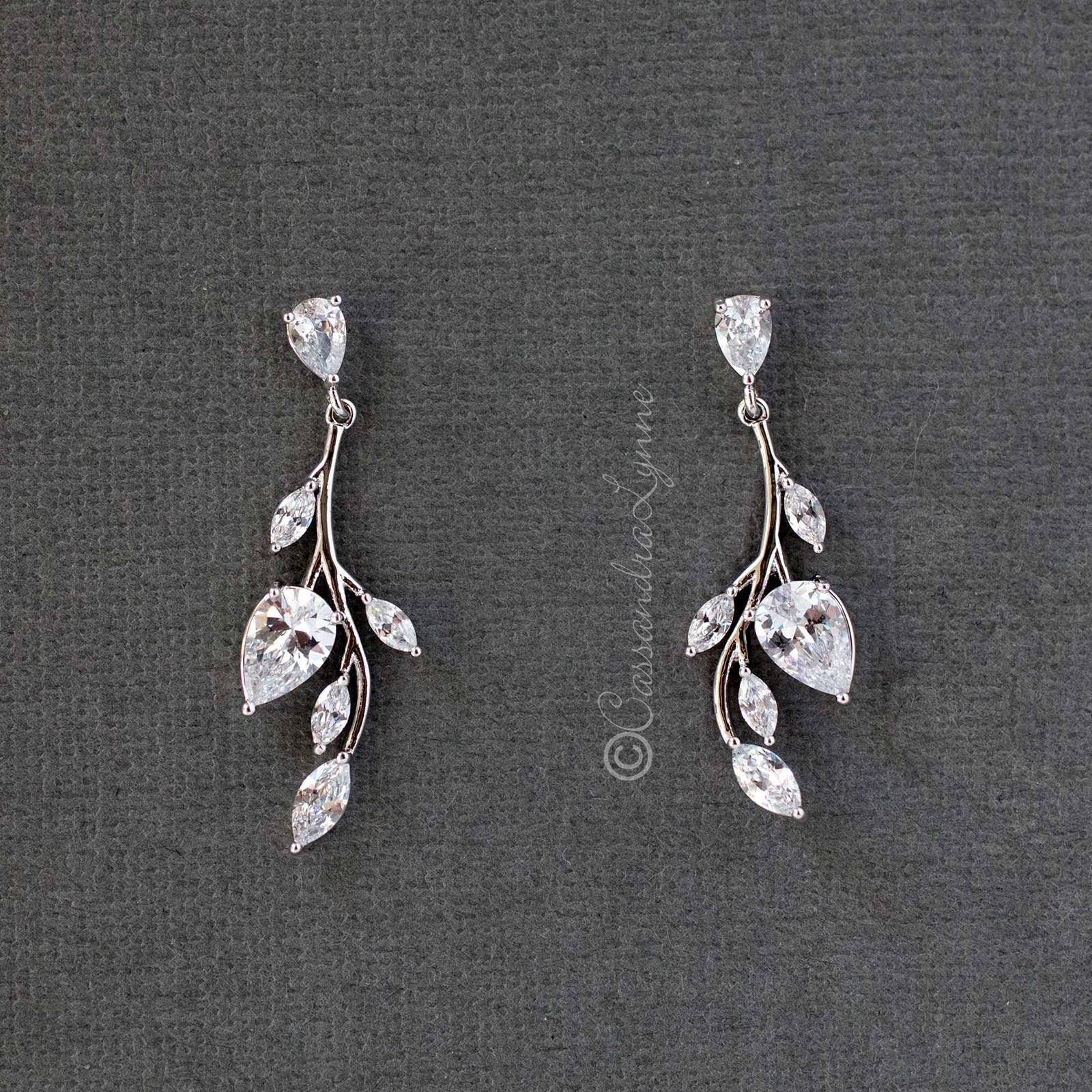 Wedding Necklace and Earrings of Marquise CZ Vines - Necklace Set - Cassandra Lynne