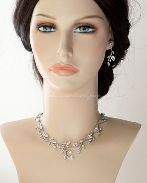 Wedding Necklace and Earrings of Marquise CZ Vines - Cassandra Lynne