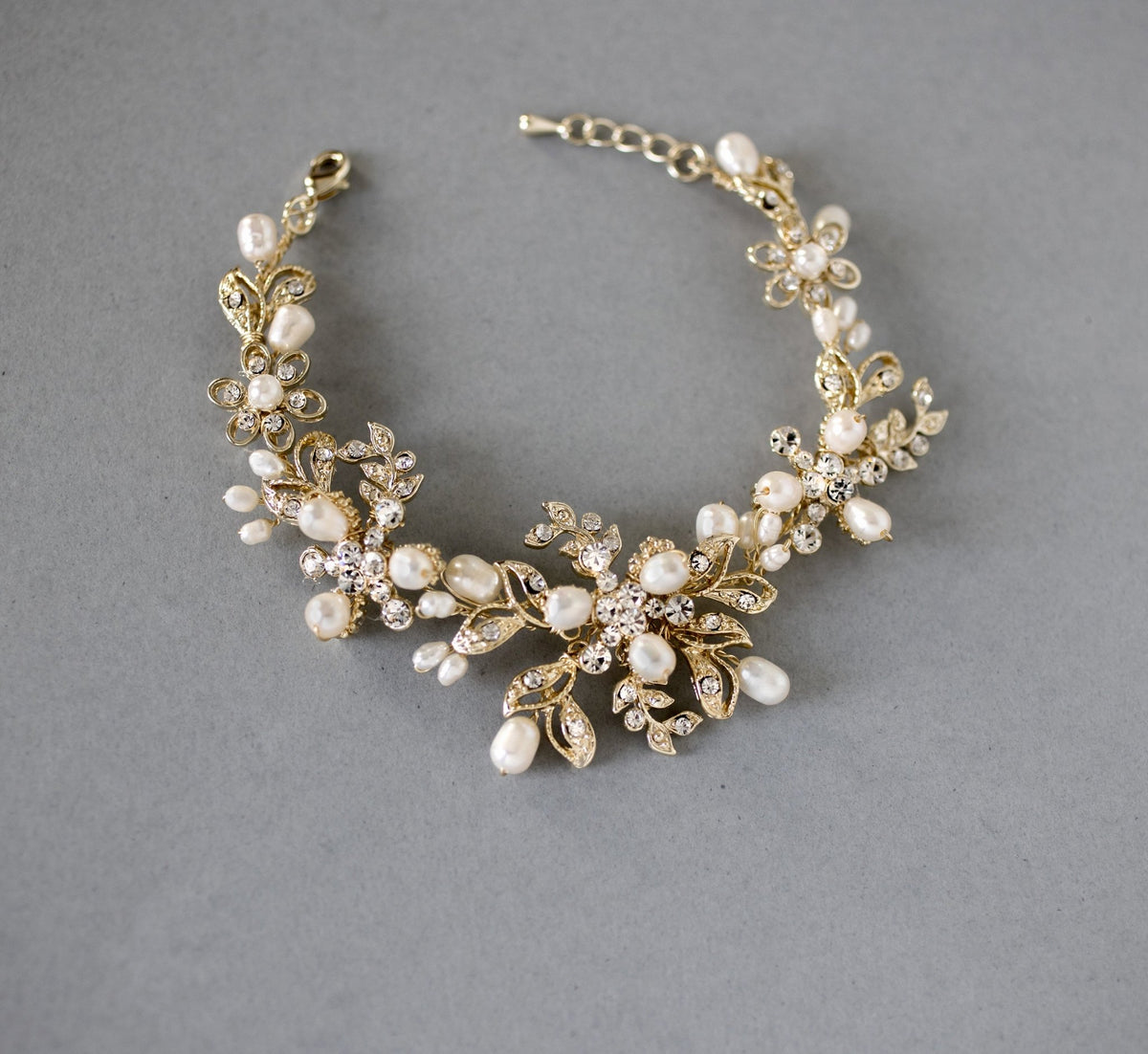 Wedding Pearl Bridal Bracelet with Crystals - Bracelet - Cassandra Lynne