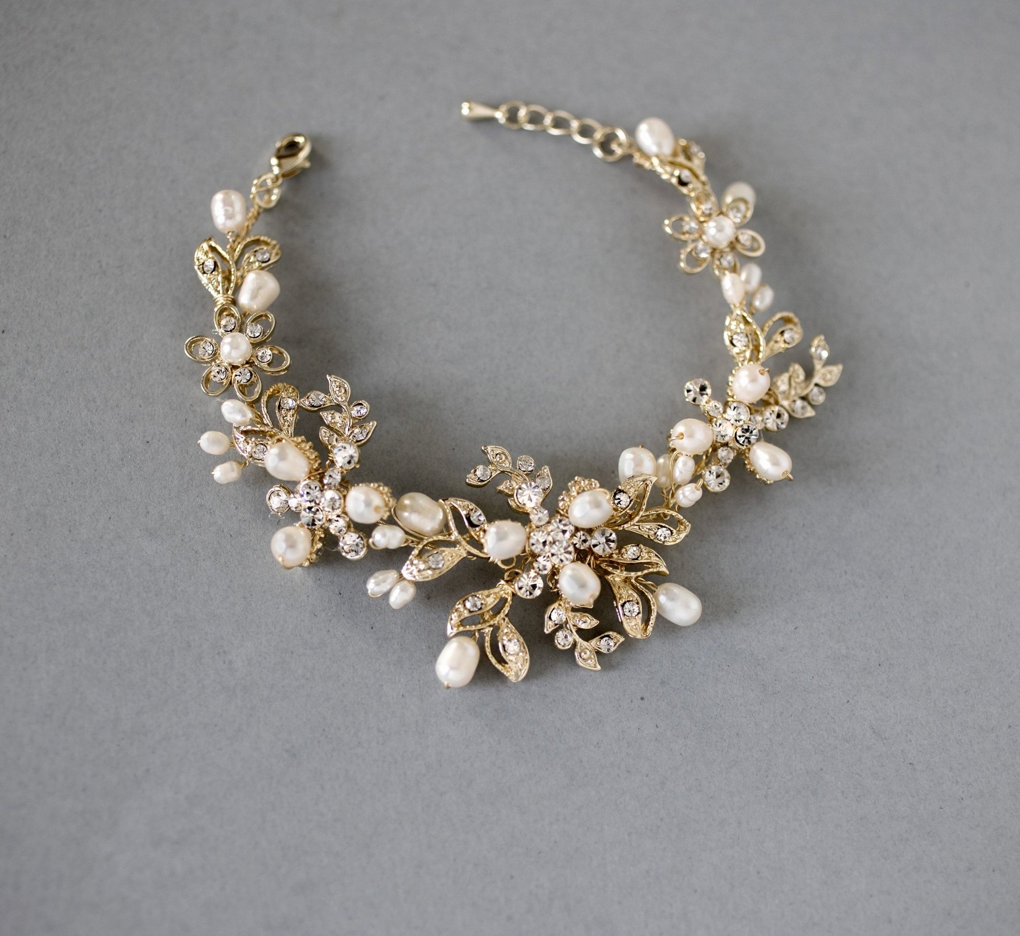 Wedding Pearl Bridal Bracelet with Crystals - Bracelet - Cassandra Lynne