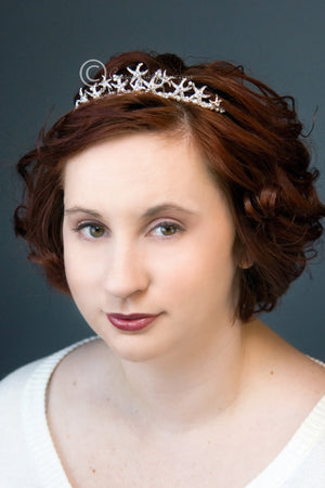 Wedding Tiara with Pearls and Crystal Starfish Beach - Cassandra Lynne