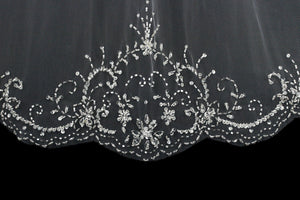 Wedding Veil with Heavy Beaded Royal Design - Cassandra Lynne