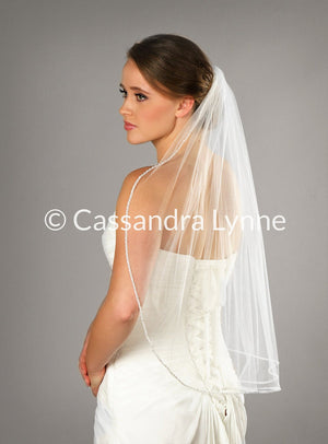 Wedding Veil with Pearl and Rhinestone Trim - Cassandra Lynne