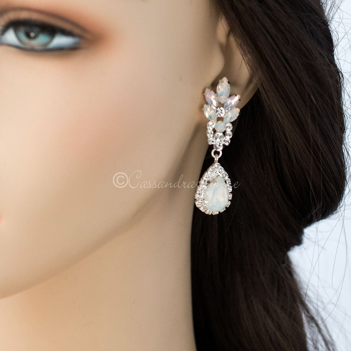 White and Pink Opal Crystal Earrings - Earrings - Cassandra Lynne
