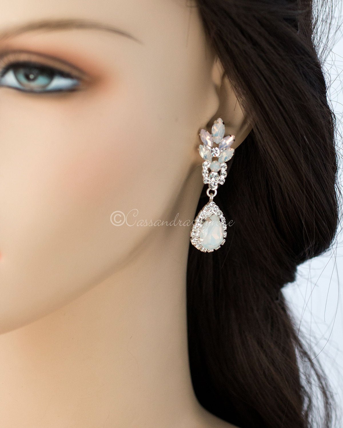 White and Pink Opal Crystal Earrings - Cassandra Lynne