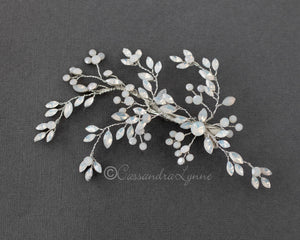 White Opal Bridal Hair Clip and Pin Set - Cassandra Lynne