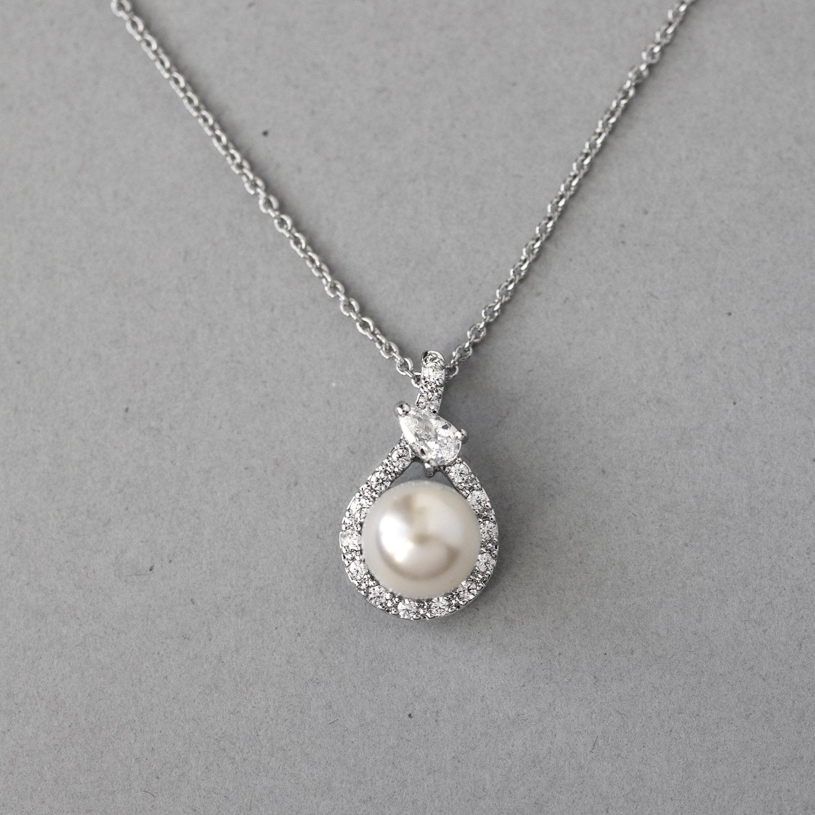 Wrapped Pearl CZ Pendant Necklace - Pendant - Cassandra Lynne